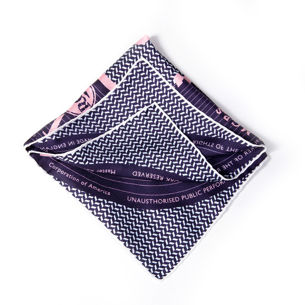 JANE CARR NAVY BLUE & PINK, WHITE PAISLEY POCKET SQUARE | MENS SIZE 42X42